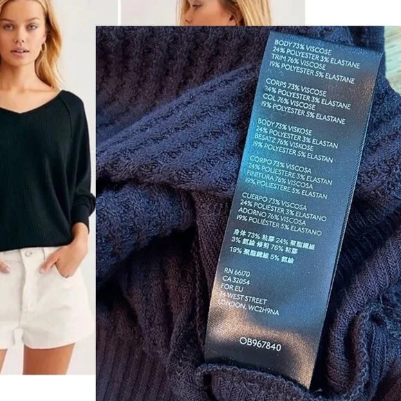 Free People Santa Clara Long long Sleeve V-neck Black, NEW… - Picture 8 of 8